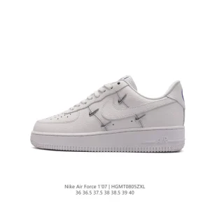 Nike Air Force 1 '07 Low White Leather Casual Sneakers with Air Cushion