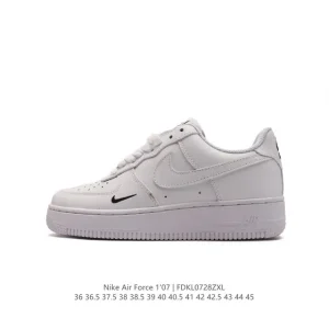 Nike Air Force 1 '07 Low White Leather Casual Sneakers with Air Cushion