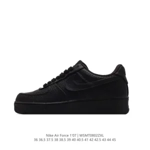 Nike Air Force 1 '07 Low White Leather Casual Sneakers with Air Cushion