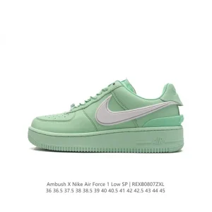 Nike Air Force 1 Low Ambush Collaboration Leather Sneakers with Swoosh