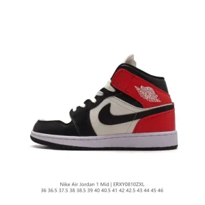 Air Jordan 1 Mid Men's Women's Basketball Shoes Premium Leather
