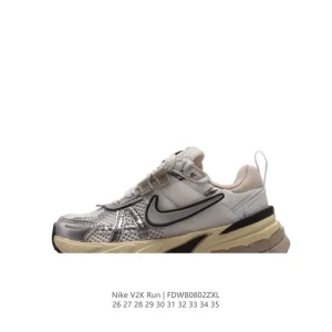 Nike V2K Run Retro Running Shoes for Kids White Metallic Silver