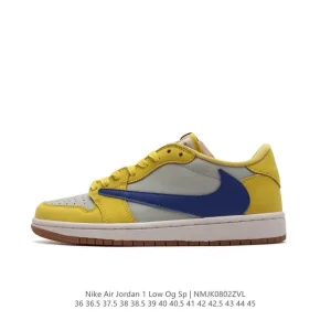 Jordan Air 1 Low OG SP Military Blue Reverse Swoosh Leather Sneakers