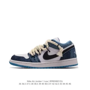 Jordan Air 1 Low Retro Basketball Shoes with Air Cushion and Wings Logo