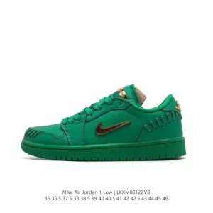 Jordan Air AJ1 Low Retro Low-Top Basketball Shoes with Gold Swoosh