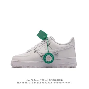 Nike Air Force 1 '07 Low White Leather Sneakers with Air Cushion
