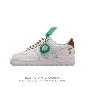 Nike Air Force 1 Low 07 White Leather Casual Sneakers with Air Cushion