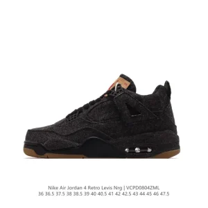Jordan Levi's Black Denim AJ4 Retro Basketball Shoe