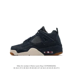 Jordan Levi's 4 Retro Black Denim Blue AJ4 Basketball Shoes