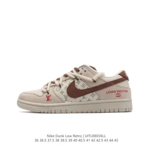 Nike Dunk Low Retro Sneakers Louis Vuitton Collaboration Double Laces