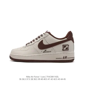 Nike Air Force 1 '07 Low White Leather Sneakers with Air Cushion