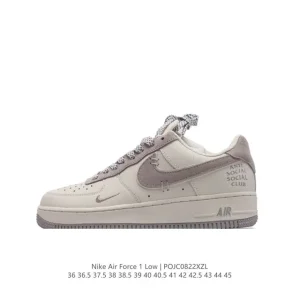 Nike Air Force 1 07 Low White Leather Sneakers with Air Cushion Sole