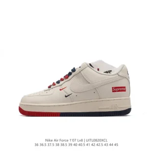 Nike Air Force 1 07 Low White Leather Sneakers with Air Cushioning