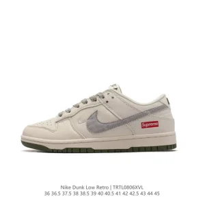 Nike Dunk Low Retro Vintage Basketball Skateboarding Shoes with Canvas Upper and Cushioning Sole