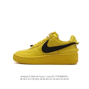 Nike Air Force 1 Ambush Low Top Leather Sneakers with Extended Swoosh
