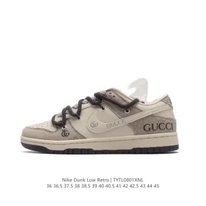 Nike Dunk Low Retro Gucci Collab Deconstructed Lace-Up Sneakers