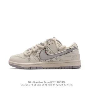 Nike Dunk Low Retro Louis Vuitton Collaboration Deconstructed Lace-Up Sneakers