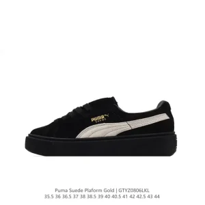 PUMA Suede Platform Cold Sneakers with Gold Foil Logo and Thick Sole
