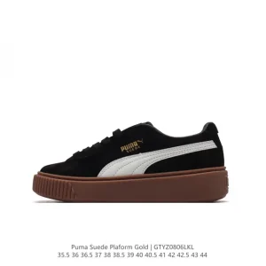 PUMA Suede Platform Cold Sneakers with Gold Logo and Thick Sole