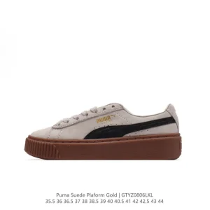 PUMA Suede Platform Cold Sneakers with Gold Logo and Thick Sole