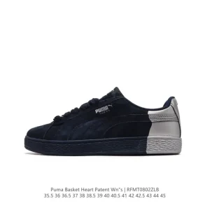 Puma Basket Heart Patent Leather Platform Sneakers for Men and Women