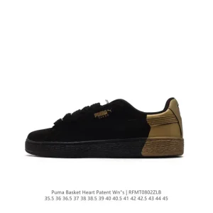 Puma Basket Heart Patent Leather Unisex Platform Sneakers
