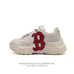 MLB Chunky Classic White Thick Sole Fashion Sneakers for Men and Women
