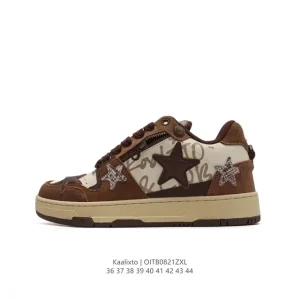 Kaalixto Star Chunky Denim Leather Platform Sneakers for Men and Women