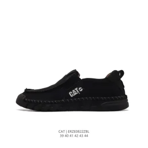 Cat Men's Breathable Leather Low-Top Boots with Rubber Sole