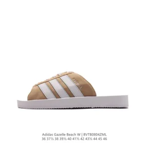 adidas Originals Gazelle Beach Sandals White Brown Jq7422