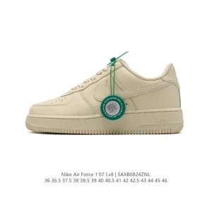 Nike Air Force 1 Low '07 White Leather Sneakers with Air Cushion
