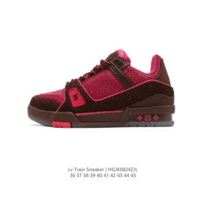 Louis Vuitton Trainer Low Full Crystal Fashion Sneaker with TPR Sole