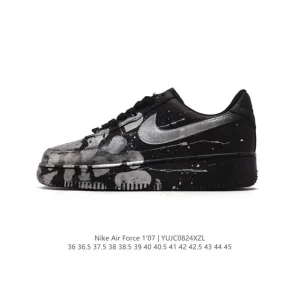 Nike Air Force 1 07 Low White Leather Sneakers with Air Cushion Sole