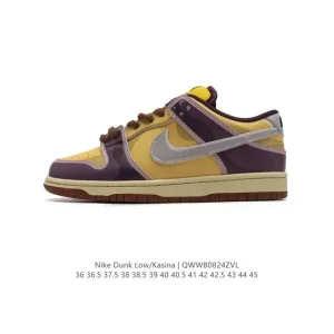 Nike Kasina Dunk Low SP Collaboration Skateboarding Shoes with Leather Panels and Sole Air Cushion