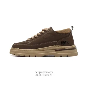 Cat Men's Breathable Low-Top Leather Shoes Classic Casual Sneakers