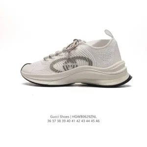 Gucci Rhyton Leather Platform Dad Shoe White GG Print
