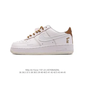 Nike Air Force 1 07 Low White Leather Sneakers with Air Cushioning