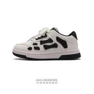 Amiri Bone Low-Top Sneakers for Kids - Breathable Leather Casual Shoes
