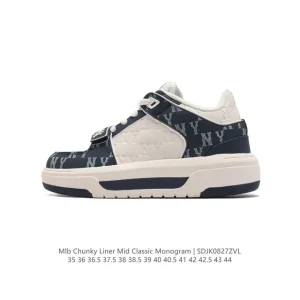 MLB Chunky Liner Mid Retro Streetwear Leather Sneakers