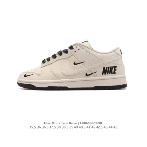 Nike Dunk Low Retro Leather Sneakers Vintage Style Skateboarding Shoes