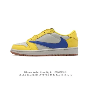 Jordan Air 1 Low OG SP Military Blue Reverse Swoosh Leather Sneakers