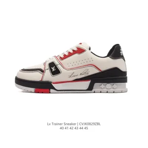 Louis Vuitton Trainer Sneaker Low Top White Leather Thick Sole Shoes
