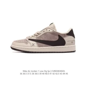 Jordan 1 Low OG Military Blue Reverse Swoosh LV Collab Retro Basketball Shoe
