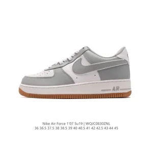 Nike Air Force 1 07 Low White Leather Sneakers with Air Cushion