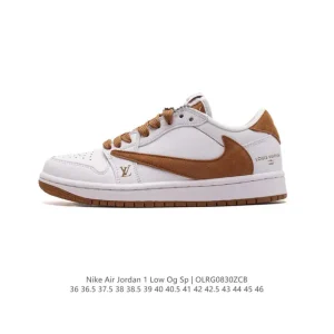 Jordan Air 1 Low OG Military Blue Reverse Swoosh Leather Sneakers