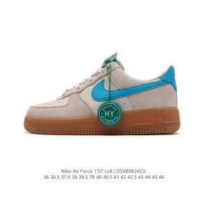 Nike Air Force 1 Low 07 Leather White Gum Sole Casual Sneakers