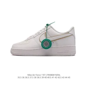 Nike Air Force 1 Low 07 White Leather Casual Sneakers with Air Cushion