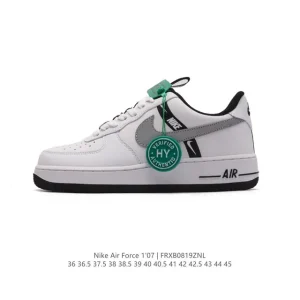 Nike Air Force 1 07 Low White Leather Sneakers with Air Cushioning
