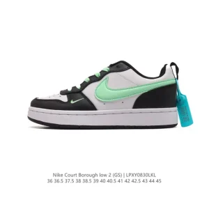 Nike Court Borough Low 2 Gs Leather Low Top Casual Sneakers