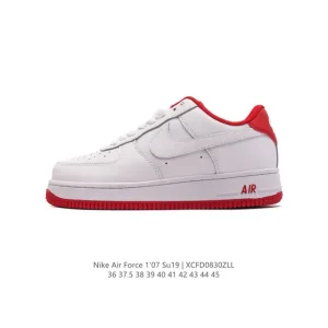 Nike Air Force 1 '07 Low White Leather Casual Sneakers with Air Cushioning